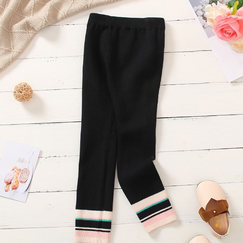 Piger Elegant Casual Stribet Stretchy Strikkede Leggings Til Vinter