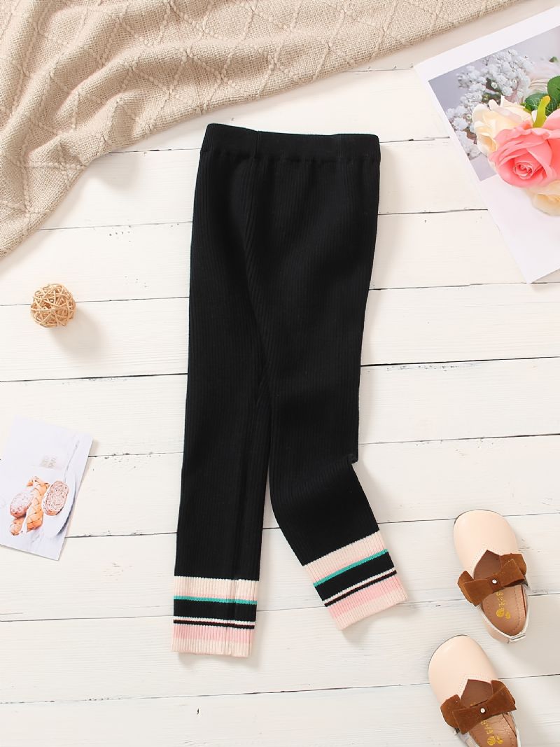 Piger Elegant Casual Stribet Stretchy Strikkede Leggings Til Vinter