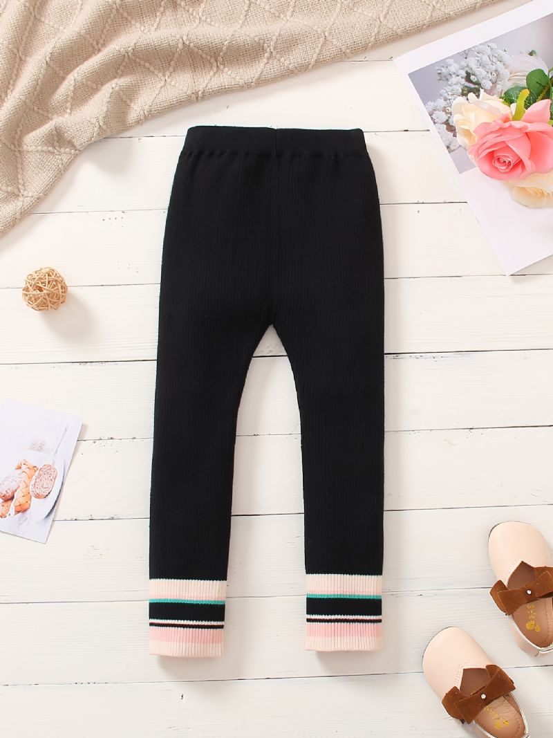 Piger Elegant Casual Stribet Stretchy Strikkede Leggings Til Vinter