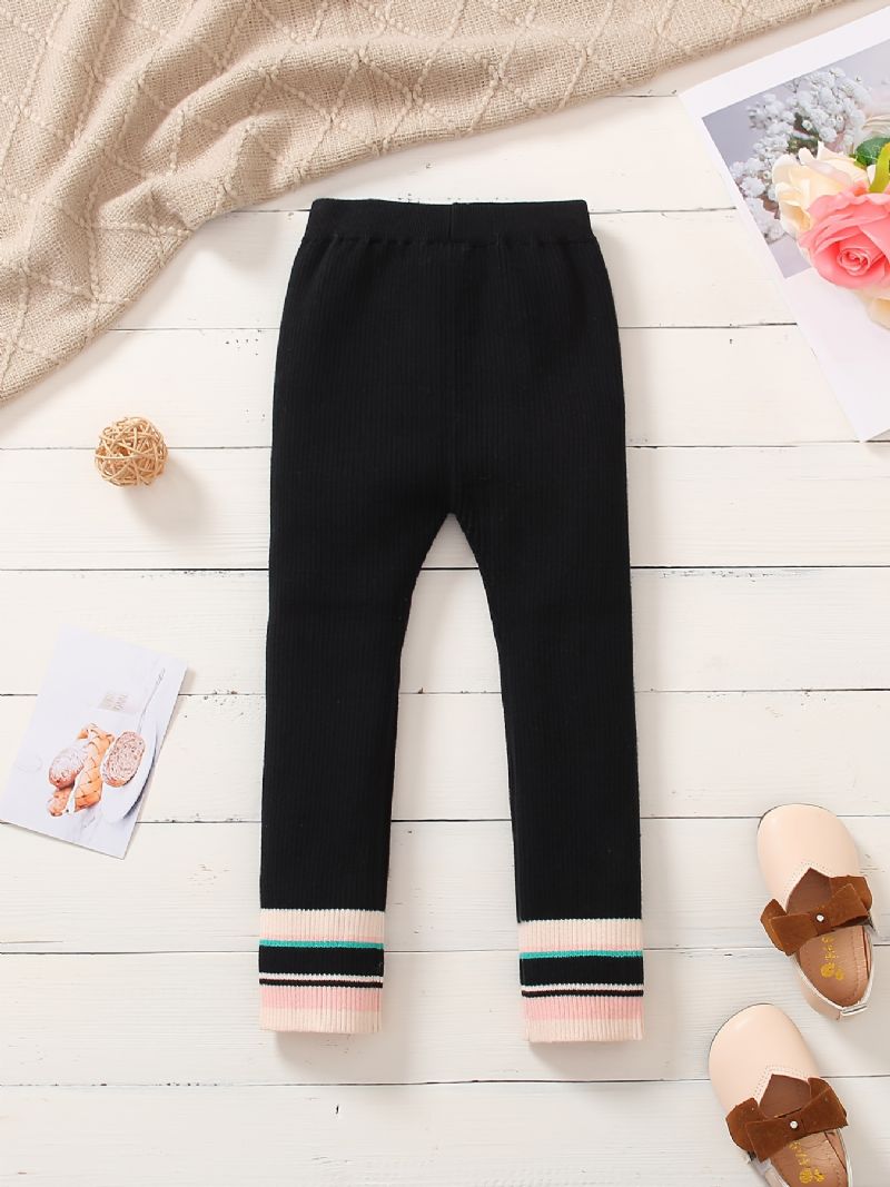 Piger Elegant Casual Stribet Stretchy Strikkede Leggings Til Vinter