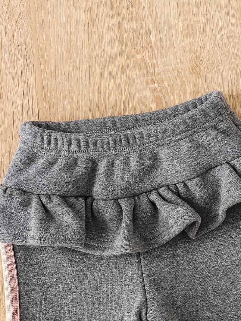 Piger Fleece Flæse Trim Leggings Bukser Tykke Varmt Børnetøj Til Vinter