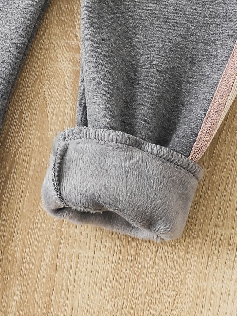 Piger Fleece Flæse Trim Leggings Bukser Tykke Varmt Børnetøj Til Vinter