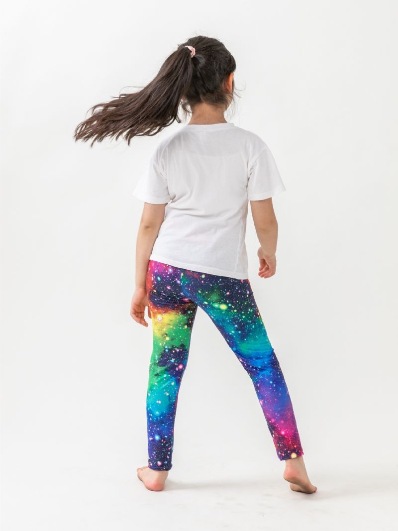 Piger Galaxy Print Leggings Med Høj Stretch