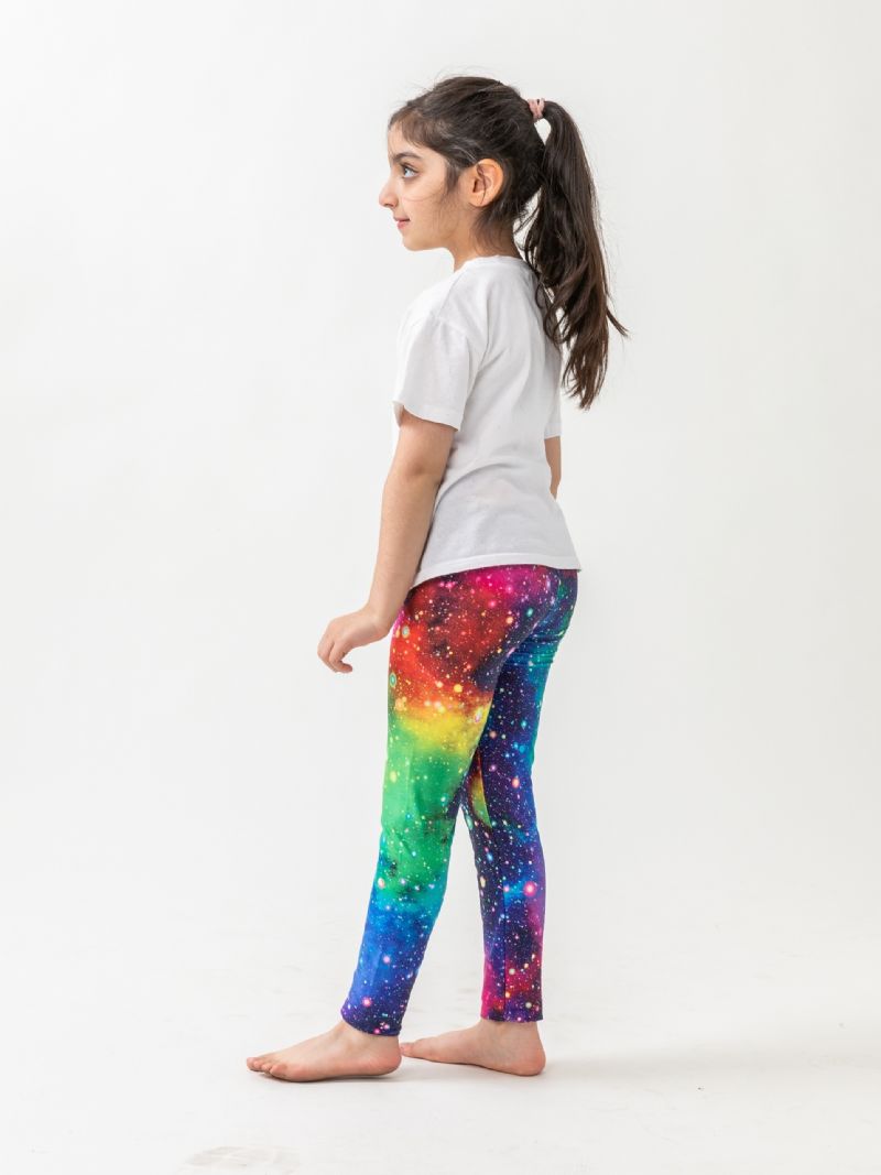 Piger Galaxy Print Leggings Med Høj Stretch