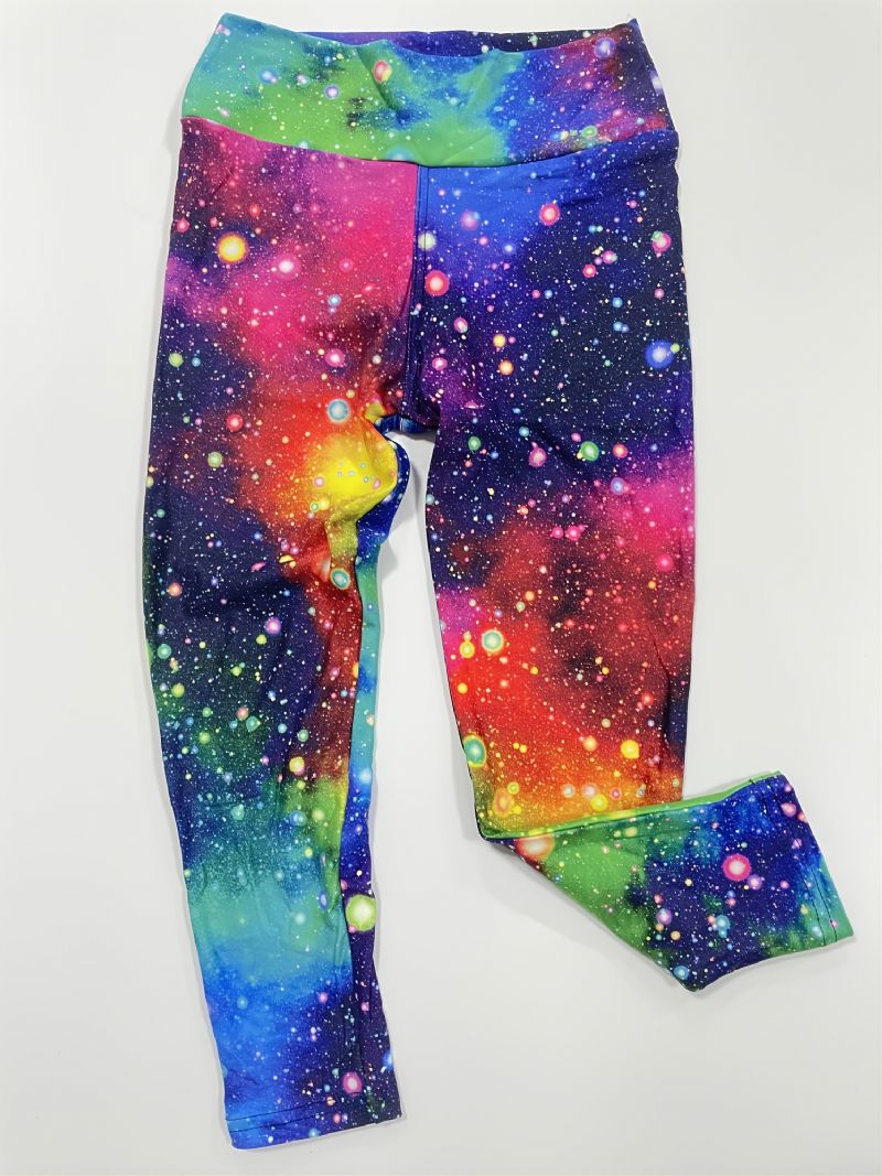 Piger Galaxy Print Leggings Med Høj Stretch