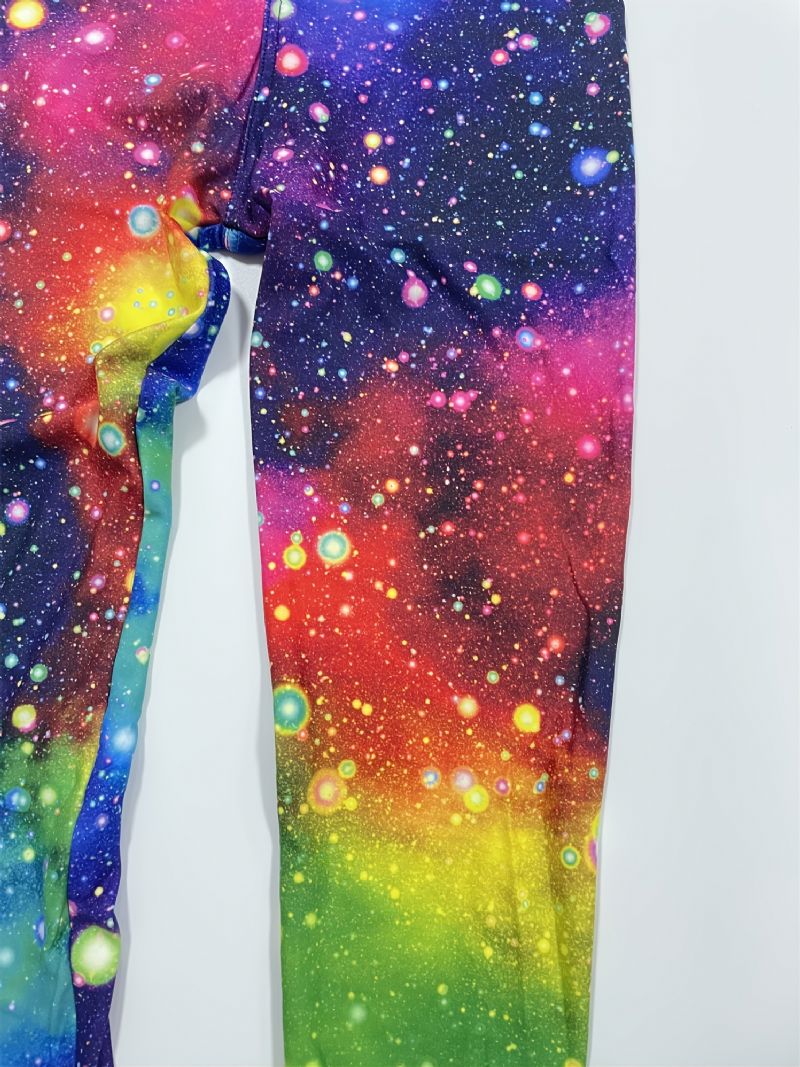 Piger Galaxy Print Leggings Med Høj Stretch