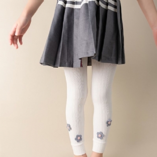 Piger High Stretch Bløde Leggings Blomster Decor Bukser Børnetøj