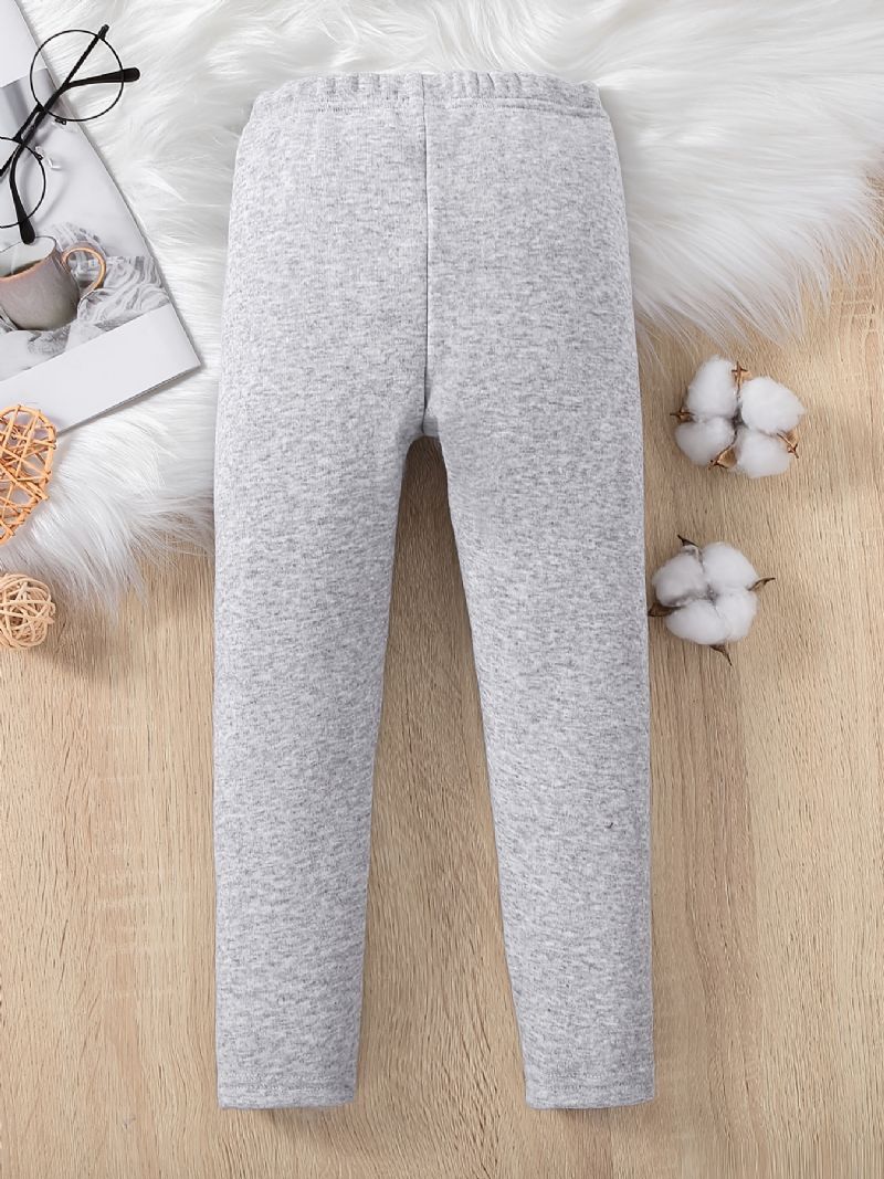 Piger High Stretch Bløde Leggings Fleece Varm Sommerfugl Blomst Broderede Bukser Børnetøj