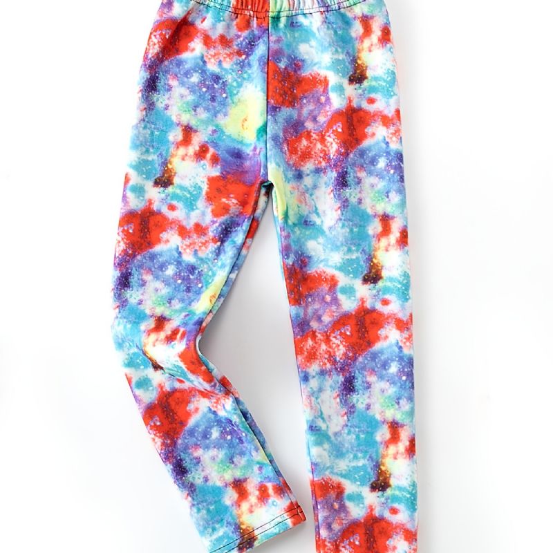 Piger High Stretch Bløde Leggings Stjerneprint Varme Fleece Forede Bukser Vinter Børnetøj