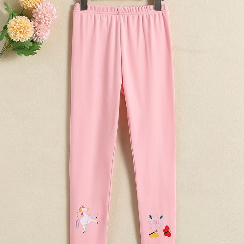 Piger High Stretch Bløde Leggings Unicorn Blomster Butterfly Print Bukser Børnetøj