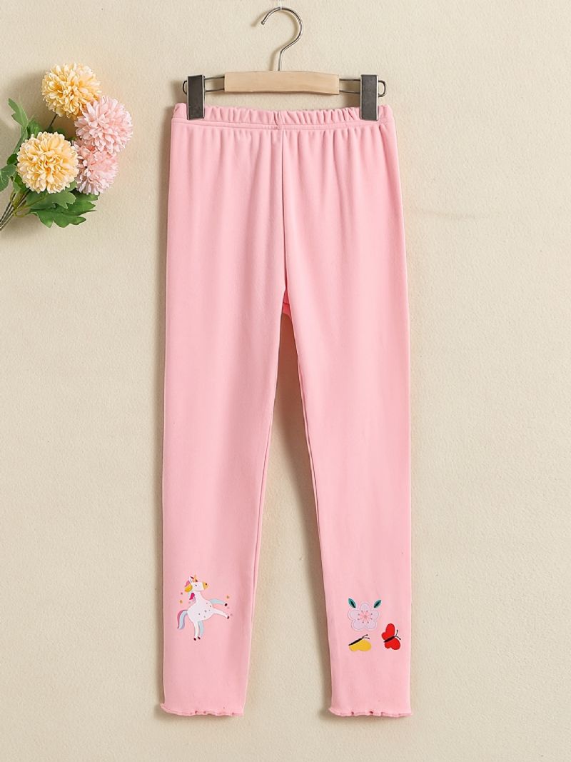 Piger High Stretch Bløde Leggings Unicorn Blomster Butterfly Print Bukser Børnetøj