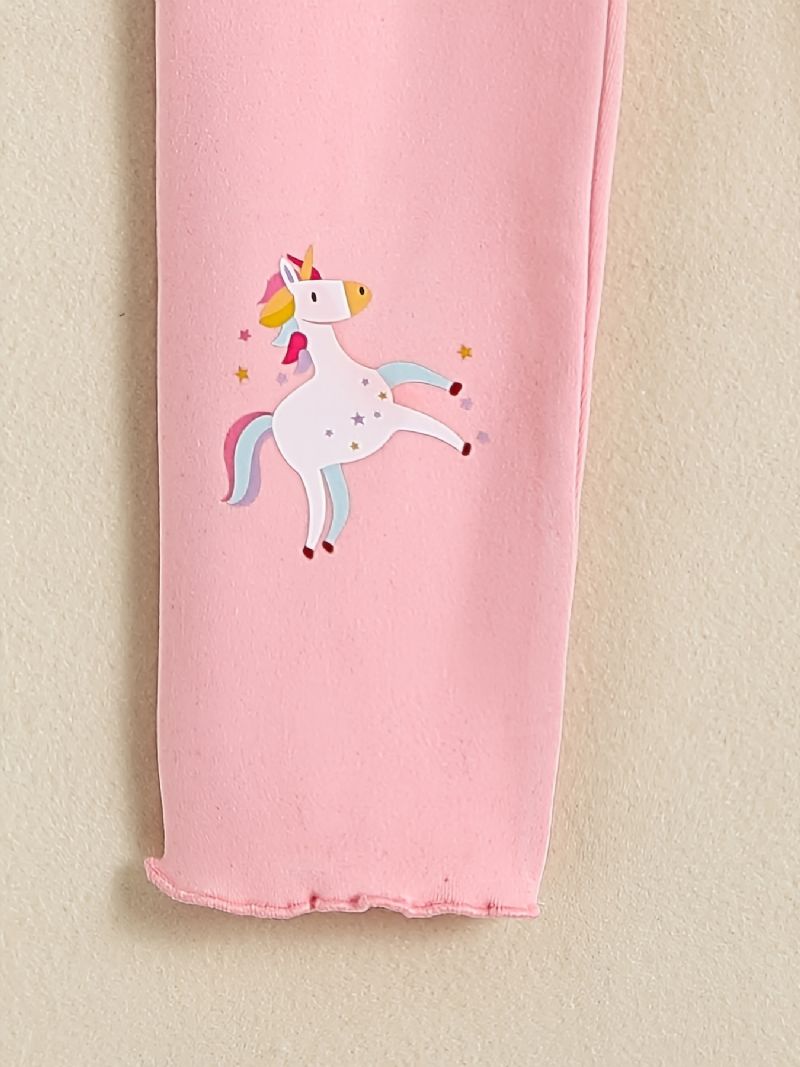 Piger High Stretch Bløde Leggings Unicorn Blomster Butterfly Print Bukser Børnetøj