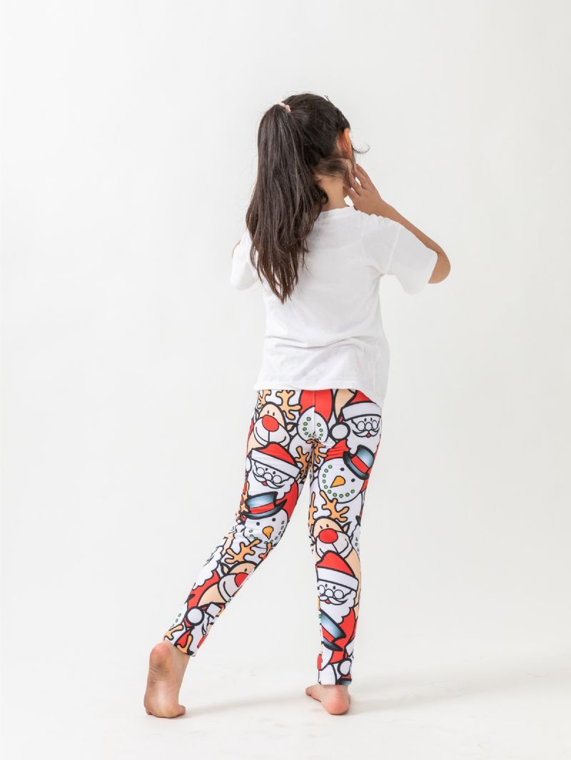 Piger Jule Tegneserie Printet Høj Stretch Leggings