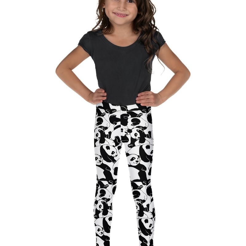 Piger Polyester High Stretch Leggings Med Panda Prints