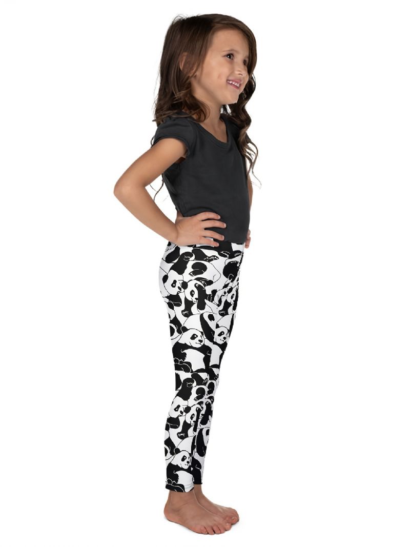 Piger Polyester High Stretch Leggings Med Panda Prints