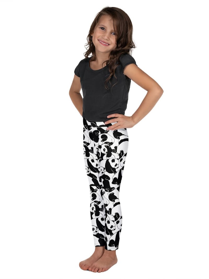 Piger Polyester High Stretch Leggings Med Panda Prints