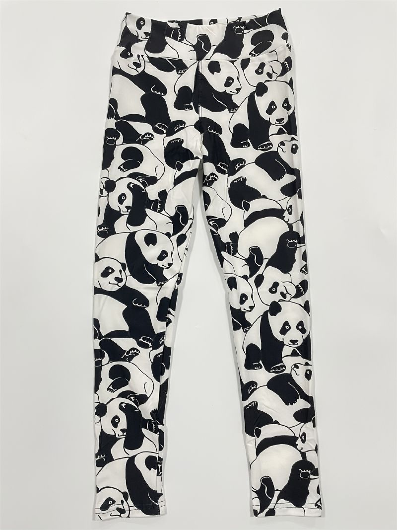 Piger Polyester High Stretch Leggings Med Panda Prints