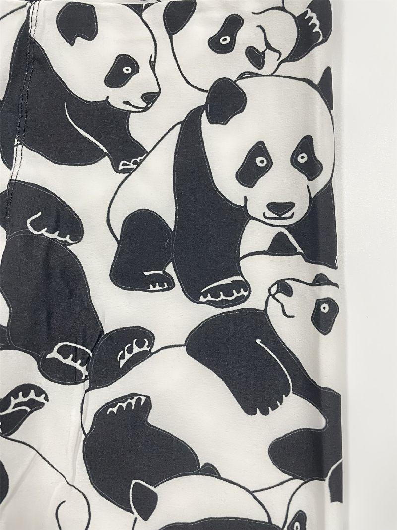 Piger Polyester High Stretch Leggings Med Panda Prints