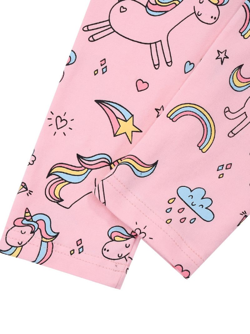 Piger Stretch Bløde Leggings Søde Unicorn Full Print Bukser Børnetøj