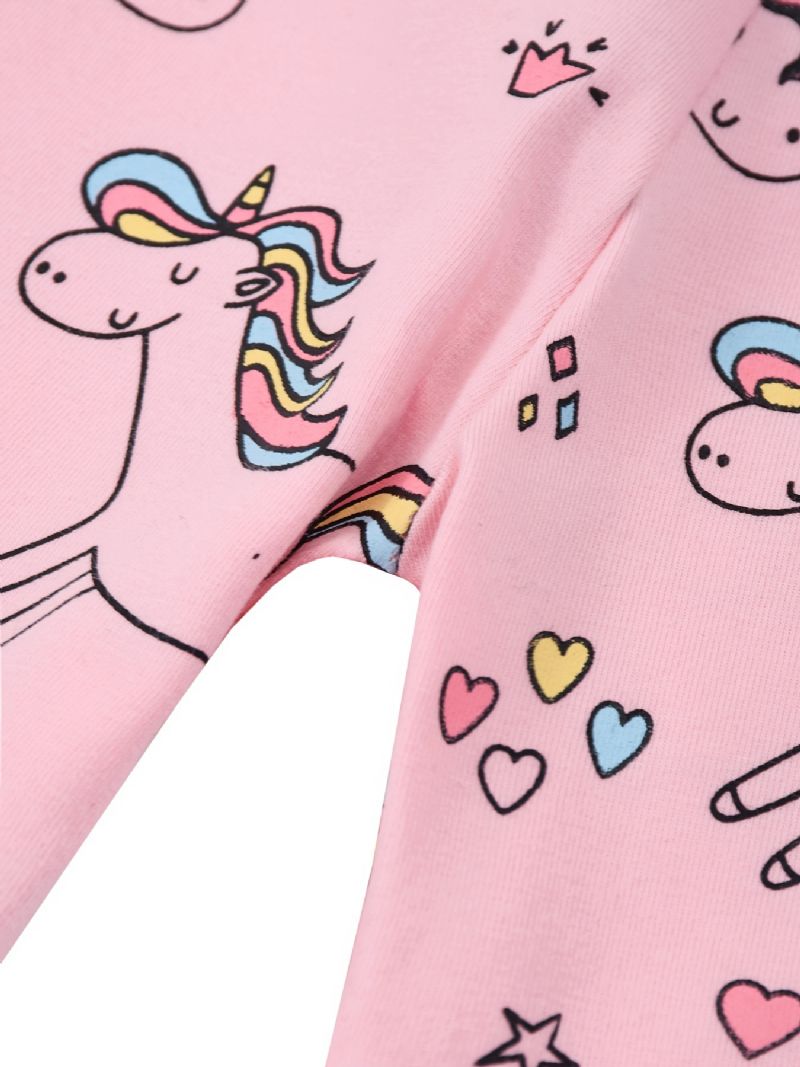 Piger Stretch Bløde Leggings Søde Unicorn Full Print Bukser Børnetøj