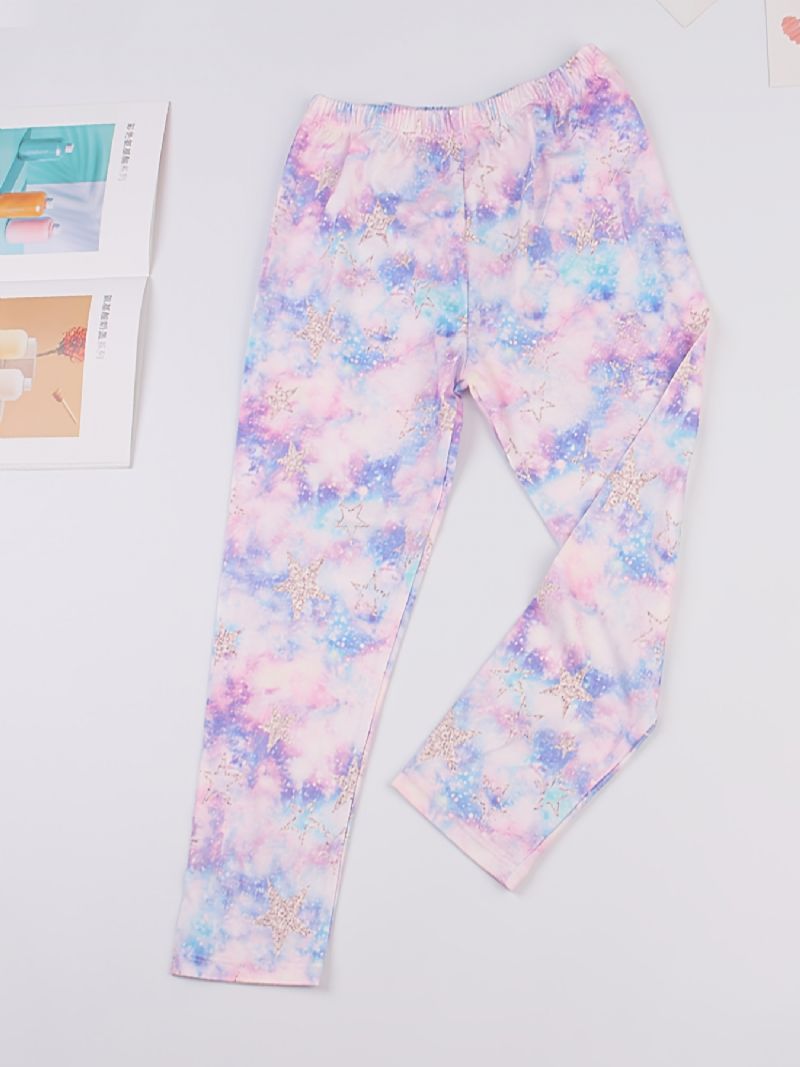 Tie Dye Leggings Med Stjerneprint