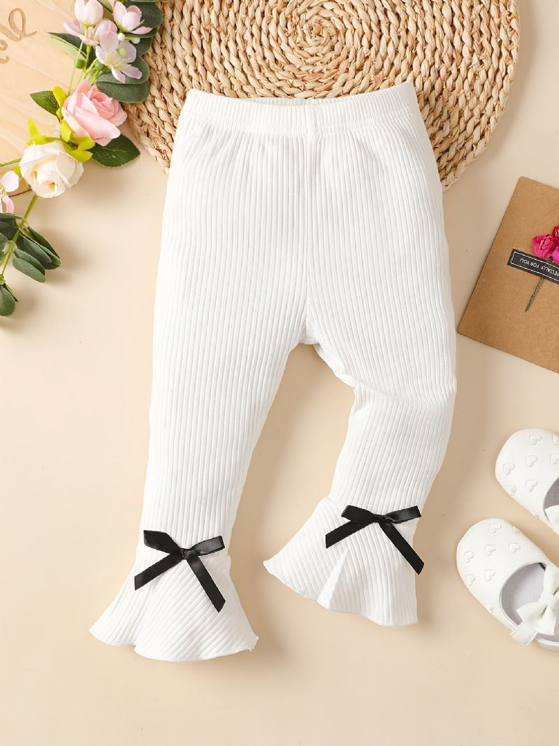 Toddler Baby Piger Stretch Soft Bow Leggings Flare Leg Bukser Børnetøj