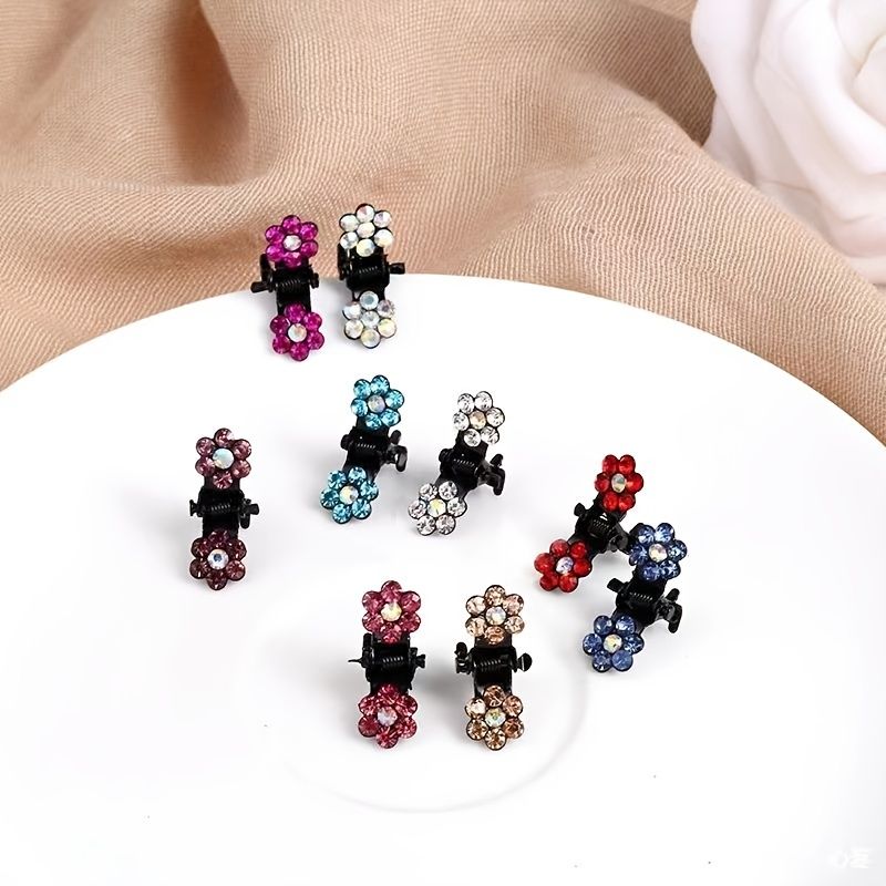 24 Stk Piger Rhinestone Flower Hår Klo Clips