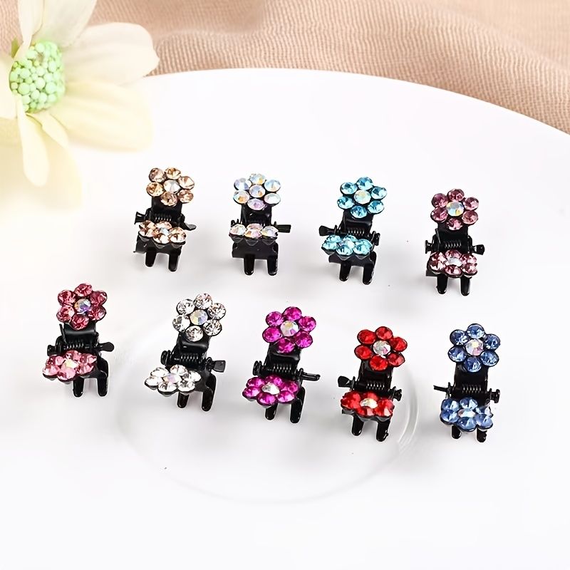 24 Stk Piger Rhinestone Flower Hår Klo Clips