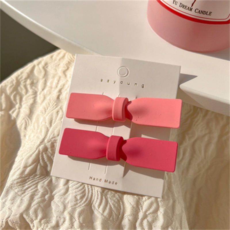 2stk Pigehårnåle Hårspænde Pink Flower Love Bow Side Clip Hårtilbehør