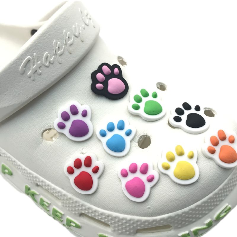 9pc Paw Print Sko Charms Til Træsko Pvc Skodekorationer Tilbehør Passer Til Clog Pins Armbånd Børn Piger Drenge Sandaler Hjemmesko