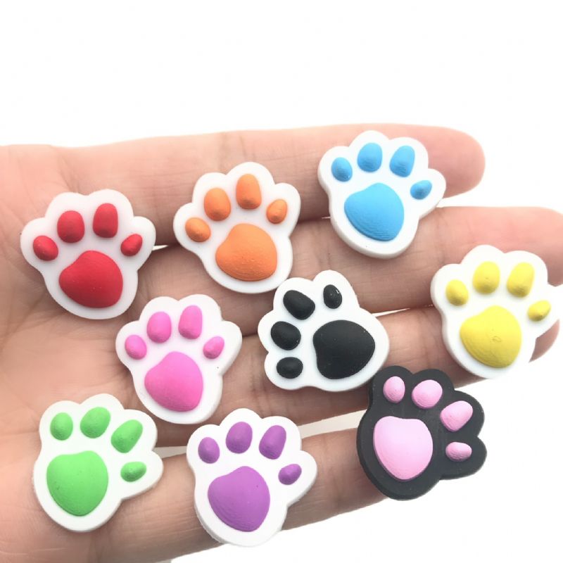 9pc Paw Print Sko Charms Til Træsko Pvc Skodekorationer Tilbehør Passer Til Clog Pins Armbånd Børn Piger Drenge Sandaler Hjemmesko