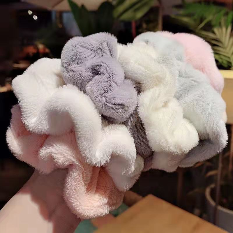 Børn Piger Plys Scrunchie Hårslips Ensfarvet Hår Reb Hårbånd Hårtilbehør