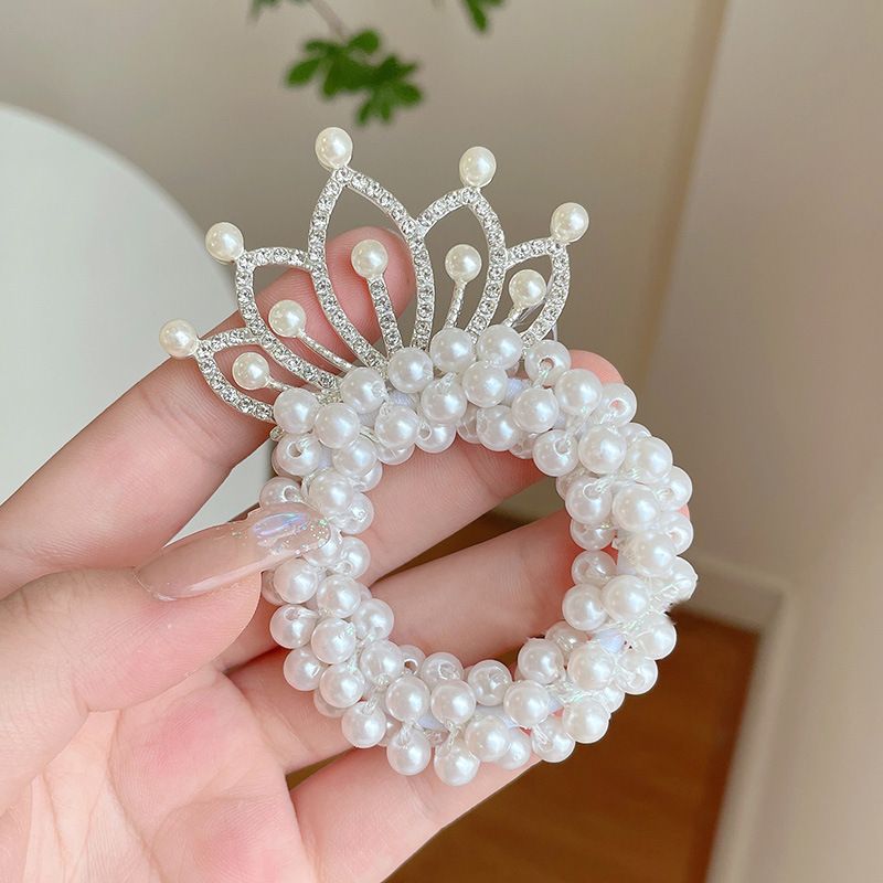 Elastiske Hår Scrunchies Perlehårbånd Prinsesse Crystal Crown Hårreb Hårtilbehør Til Kvinder Og Piger Til Børn Performance Showing