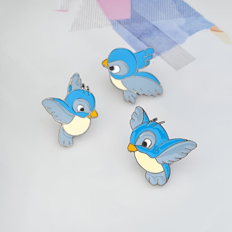 Emalje Blue Bird Pin Cartoon Broche Denim Jakke Knap Shirt Badge