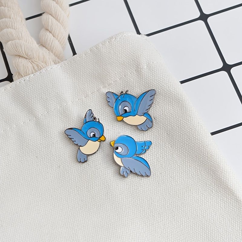 Emalje Blue Bird Pin Cartoon Broche Denim Jakke Knap Shirt Badge