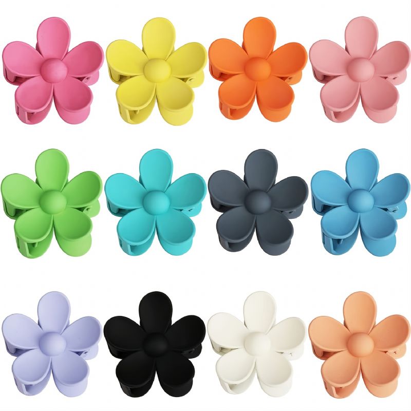 Flower Klo Clips Store Hår Kæbe Til Kvinder Piger Tykt Hår Mat Stort Hår Klo Skridsikre Stærkt Hold Hårspænder Hovedbeklædning Tilbehør Til Tyndt Hår 1 Stk.