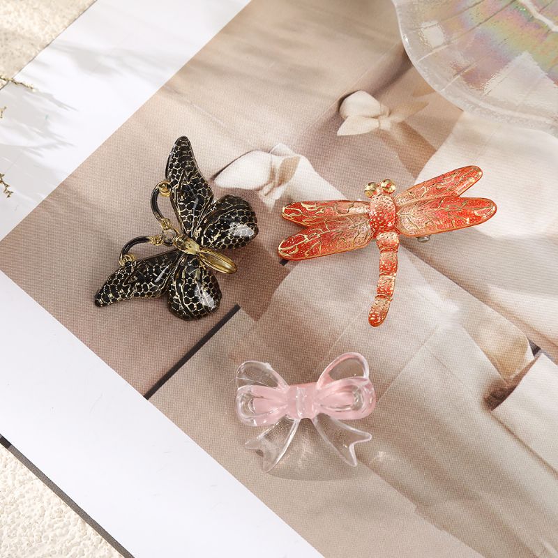 Han Piger New Butterfly Hair Clip 5pack Clear Alligator Tilbehør Side Dragonfly Dobbelt