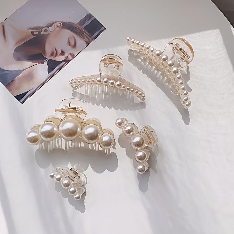 Pearl Hair Claw Styling Hårspænder Stærkt Hold Hårkæbeclips Store Skridsikkert Hårtilbehør Fødselsdagsgave Til Kvinder Piger Datter Kæreste