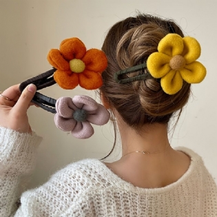 Plys Blomsterclips Søde Blomster Hårspænder Satin Stof Hårbånd Elegant Vinter Andenæb Clip Modesmykker Til Kvinder Piger