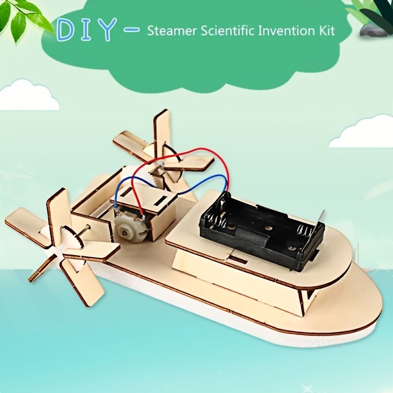 Student Diy Steamer Scientific Invention Kit Gør-det-selv-teknologi Produktionsbåd Småbørn Drenge Håndlavet Videnskabeligt Eksperiment Materialetaske