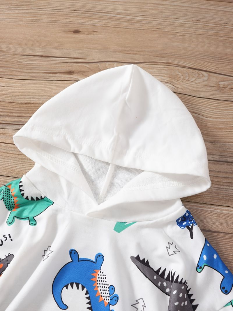 2 Stk Baby Drenge Hættetrøje Dinosaur Print Langærmet Pullover Sweatshirt & Buksesæt Børnetøj