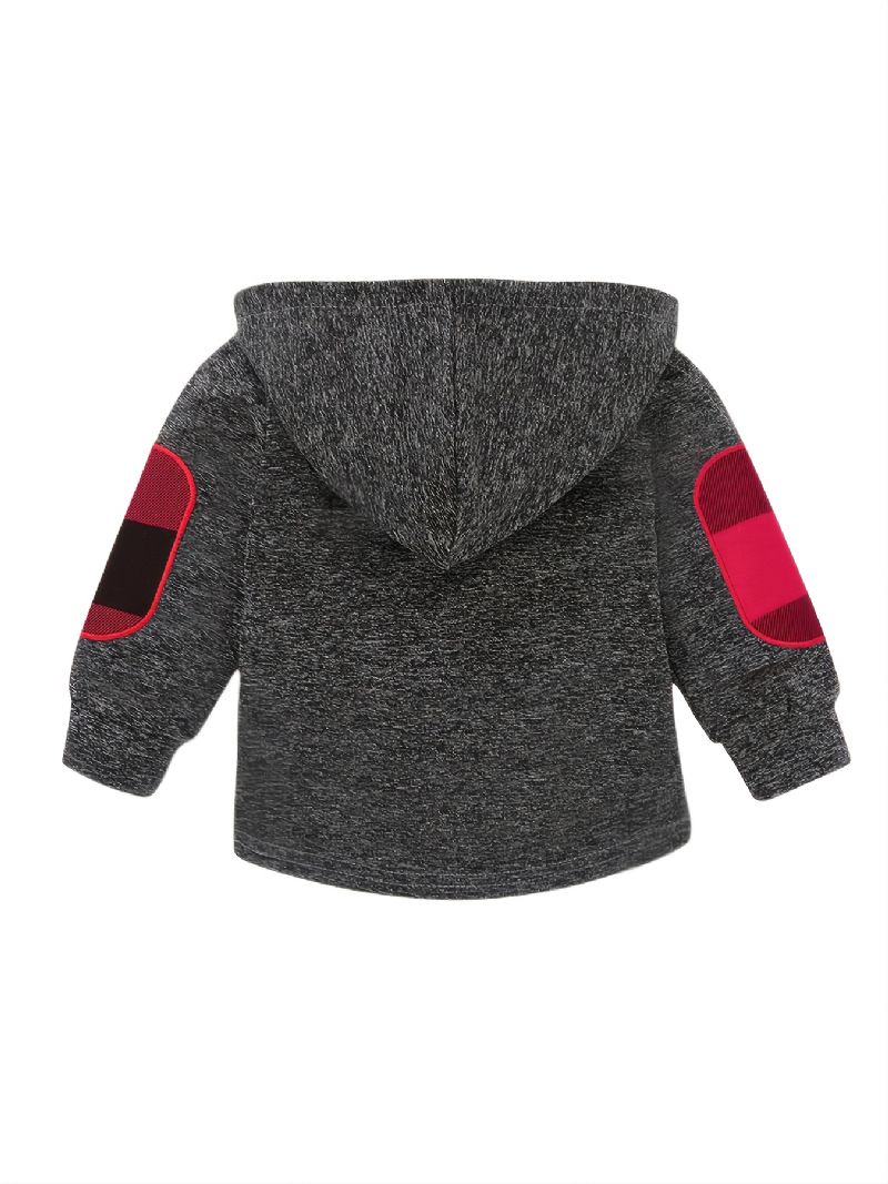 2 Stk Baby Hættetrøje Plaid Splejsning Langærmet Pullover Sweatshirt & Buksesæt Til Drenge Piger Børnetøj