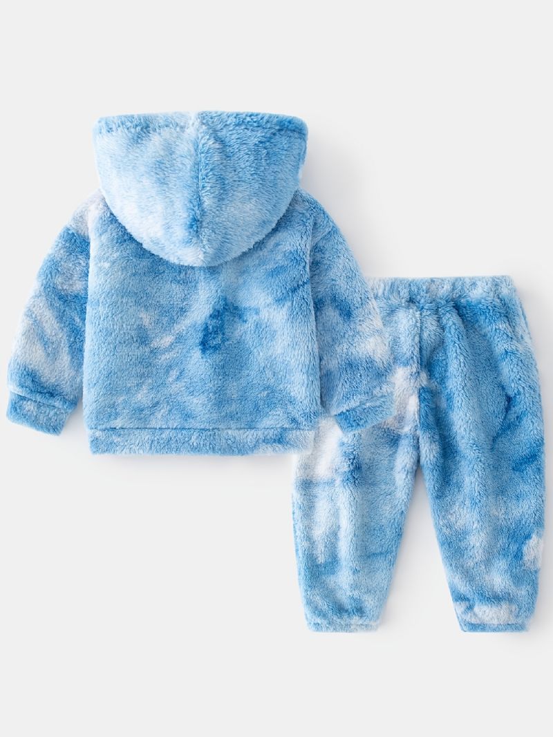 2 Stk Baby Plys Hættetrøje Tie Dye Langærmet Pullover Sweatshirt & Buksesæt Drenge Piger Børn Tøj