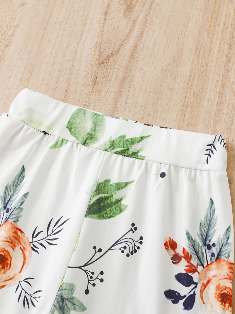 3 Stk Babypiger Hættetrøje Blomsterprint Langærmet Trøje Sweatshirt & Bukser & Pandebånd Børnetøjssæt