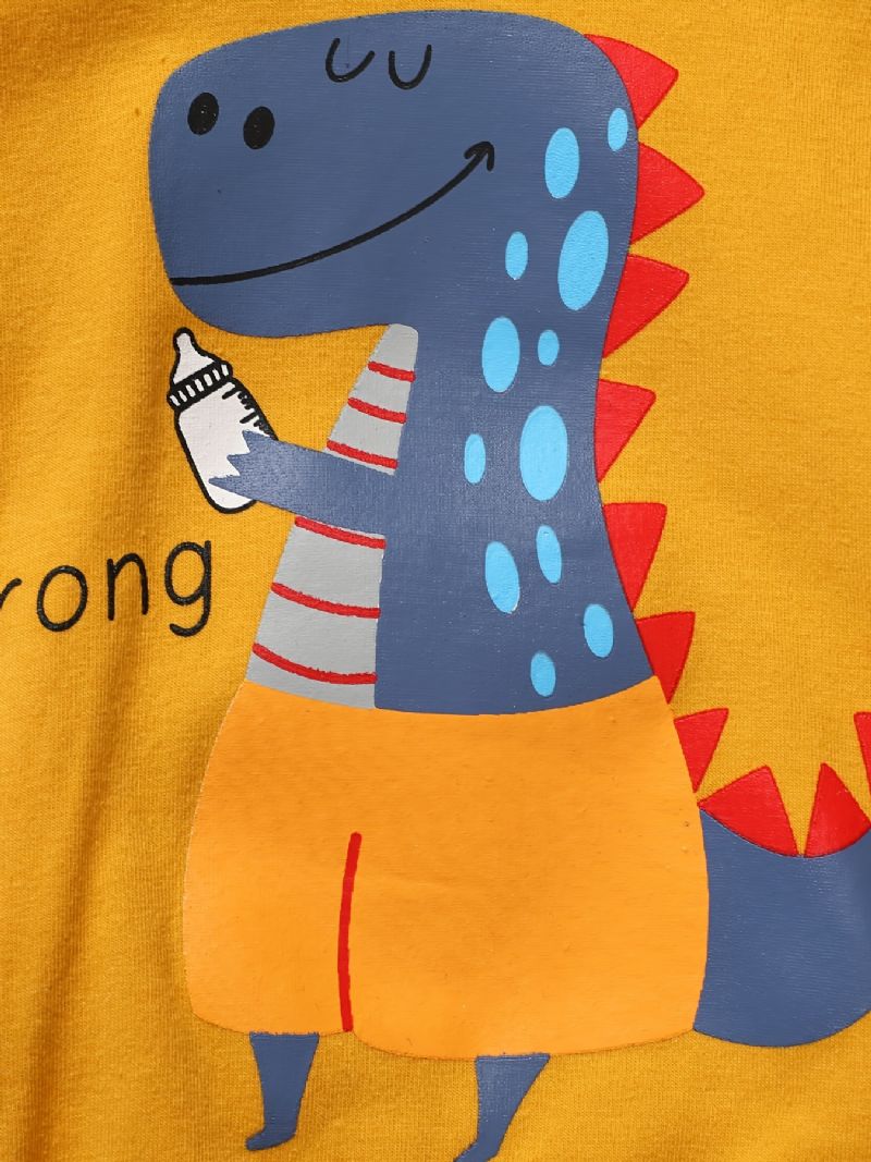Baby Drenge Dinosaur Print Langærmet Hættetrøje Sweatshirt & Bukser Sæt