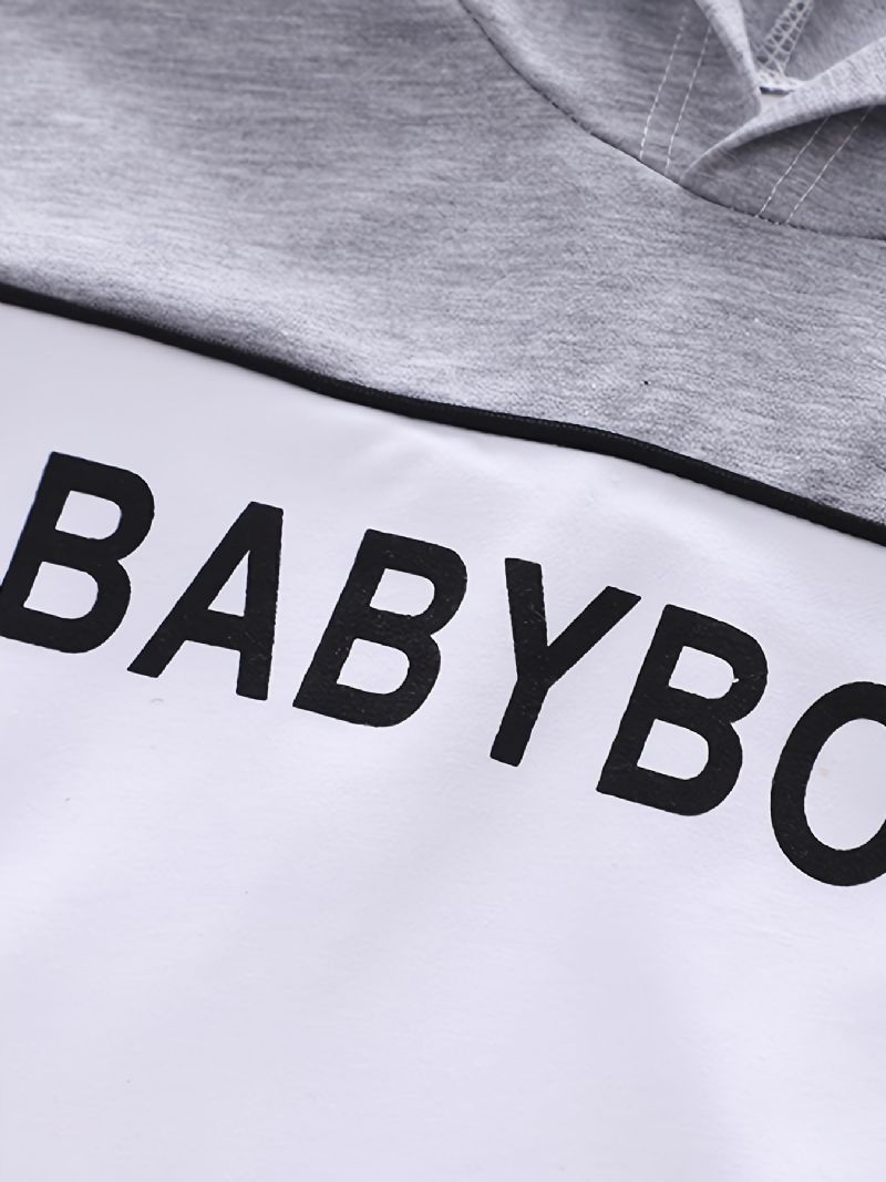 Baby Drenge Hættetrøje Brevtryk Langærmet Sweatshirt & Sportsbukser Sæt Børnetøj