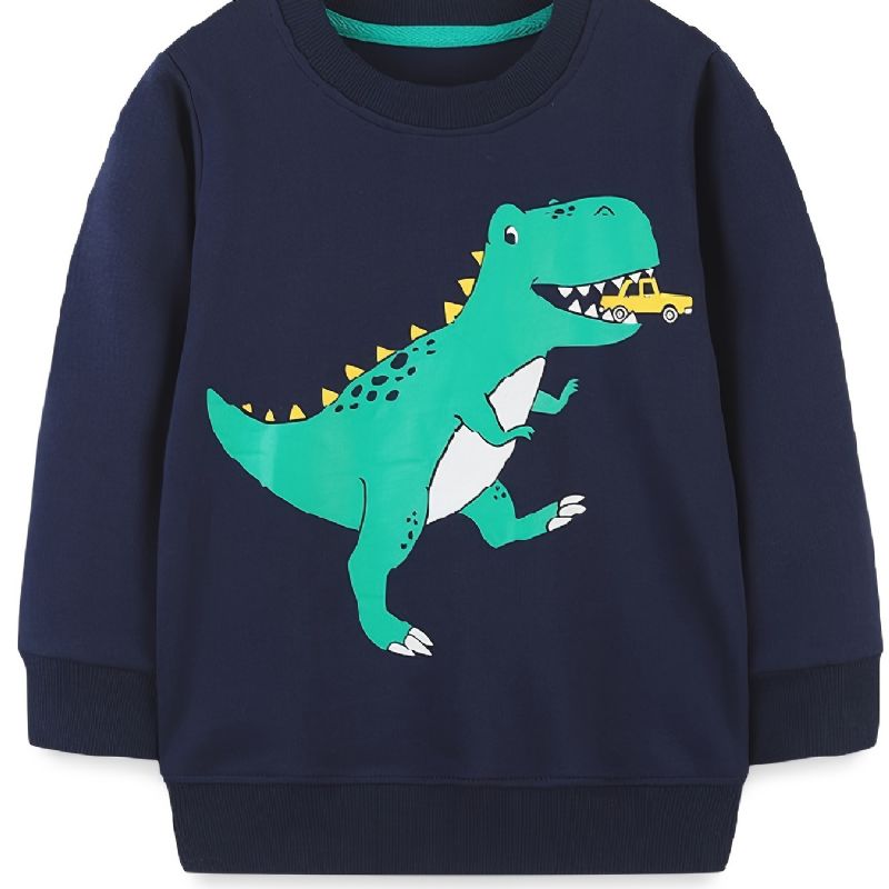 Baby Drenge Pullover Dinosaur Print Langærmet Rundhals Sweatshirt Børnetøj