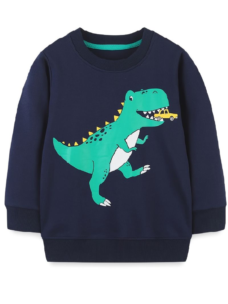 Baby Drenge Pullover Dinosaur Print Langærmet Rundhals Sweatshirt Børnetøj