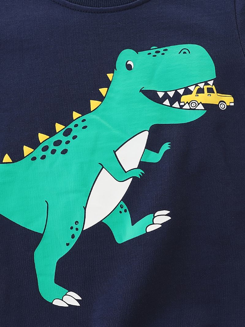 Baby Drenge Pullover Dinosaur Print Langærmet Rundhals Sweatshirt Børnetøj