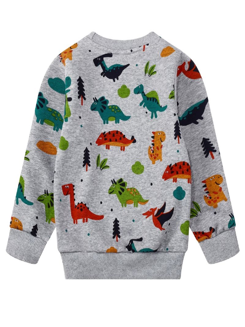 Baby Drenge Pullover Dinosaur Print Rundhals Langærmet Sweatshirt Børnetøj